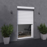 Volet motorisé H 220 x L 120 cm pour porte fenêtre, lames PVC, moteur filaire (dims recoupables)