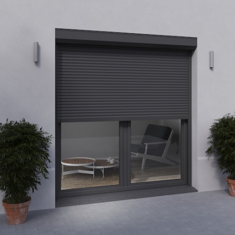 Volet roulant électrique filaire alu H 215 cm x L200 cm blanc ou gris